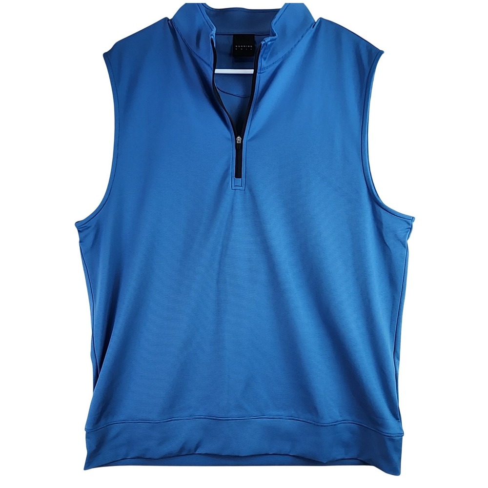 Dunning Golf Quarter Zip Performance Vest Mens M Blue Ribbed Mock Neck 2374